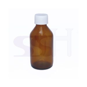 Bottle, reagent bottle amber with screw cap white